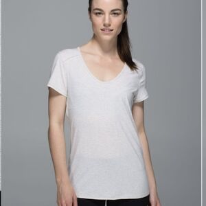 Lululemon Superb Short Sleeve Tee Wee Stripe Heathered Light Grey White